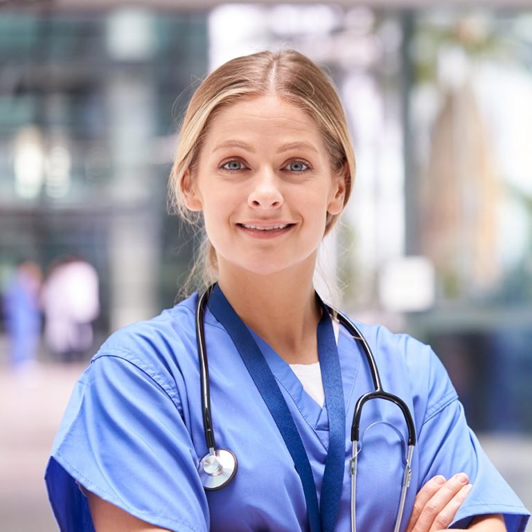 Portrait of female doctor wearing stethoscope