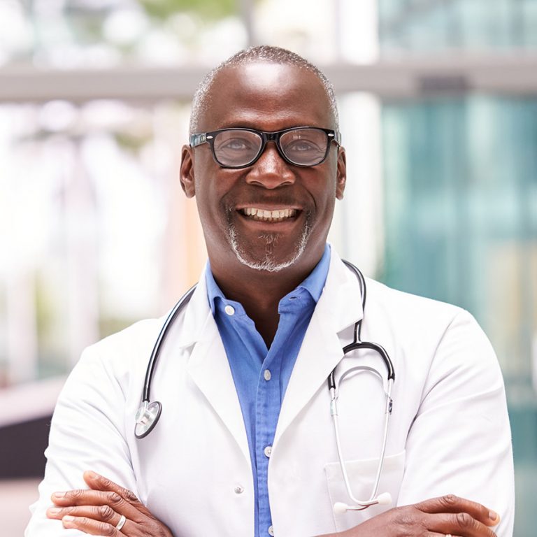 Portrait of male doctor wearing stethoscope
